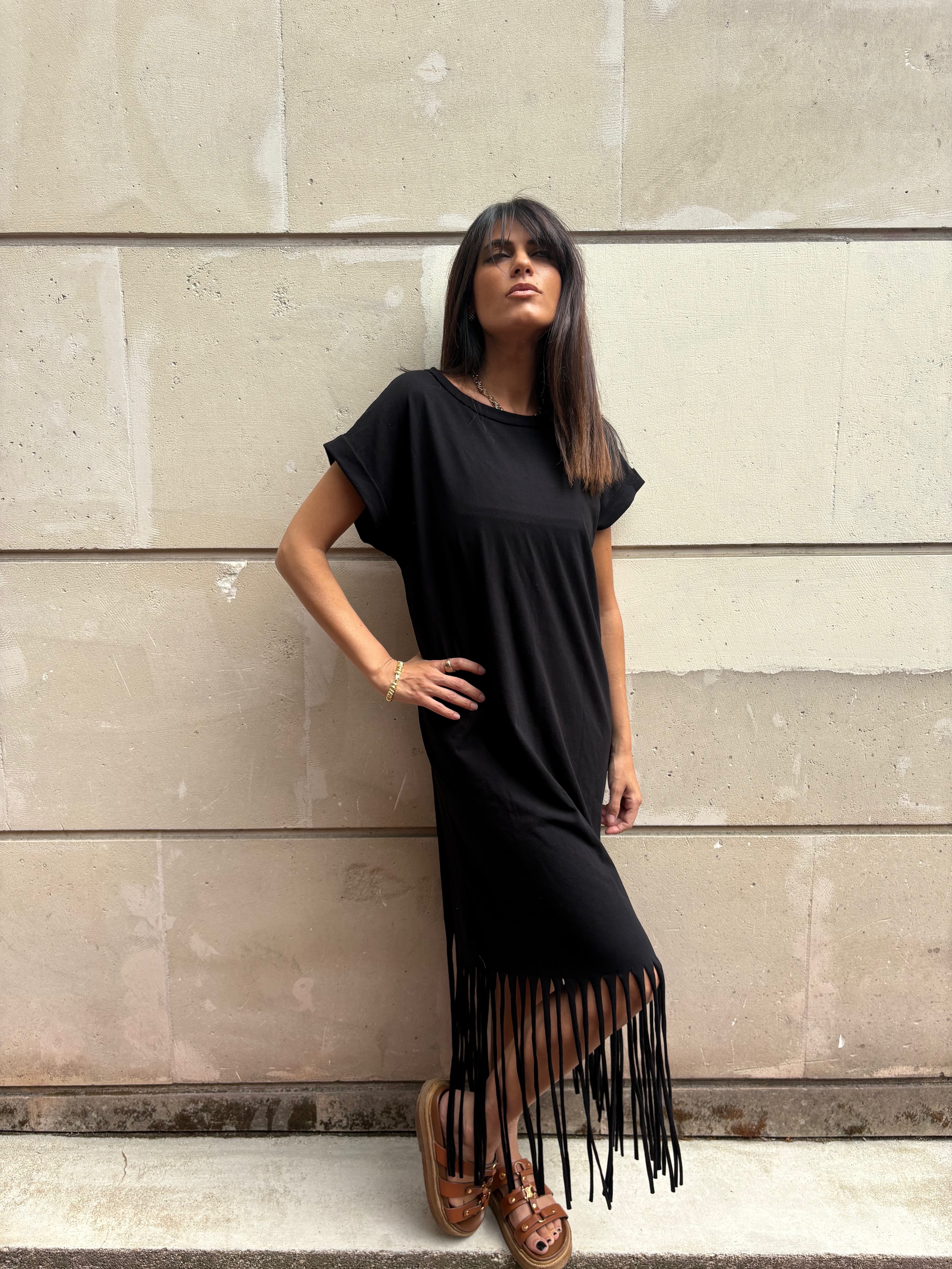 ROBE FRANGE NOIR